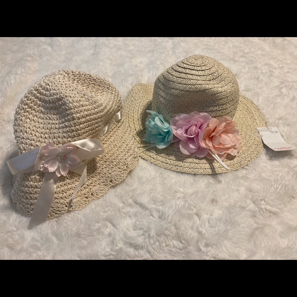 NWT 👒 2 Little Girls Spring / Easter Hats